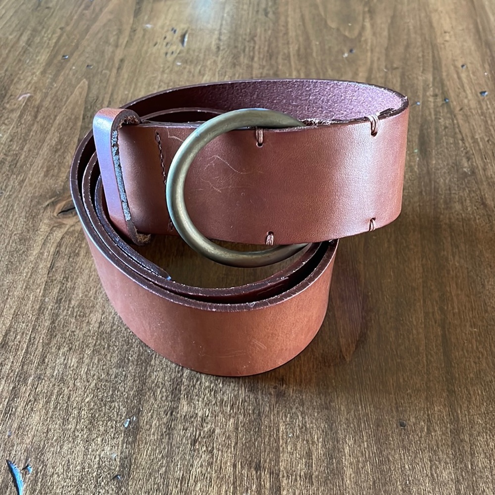 THEORY Brown Brass Hardware Belt S